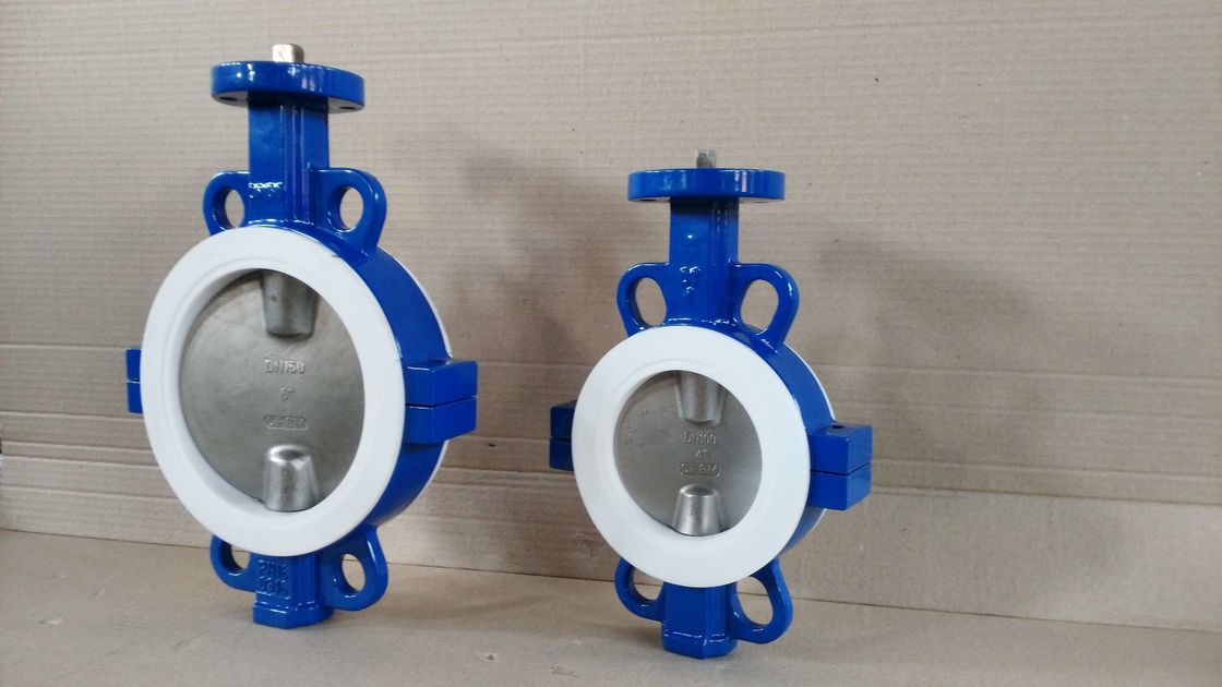 DN100 PTFE Seated Ductile Iron Split Wafer Butterfly Valve