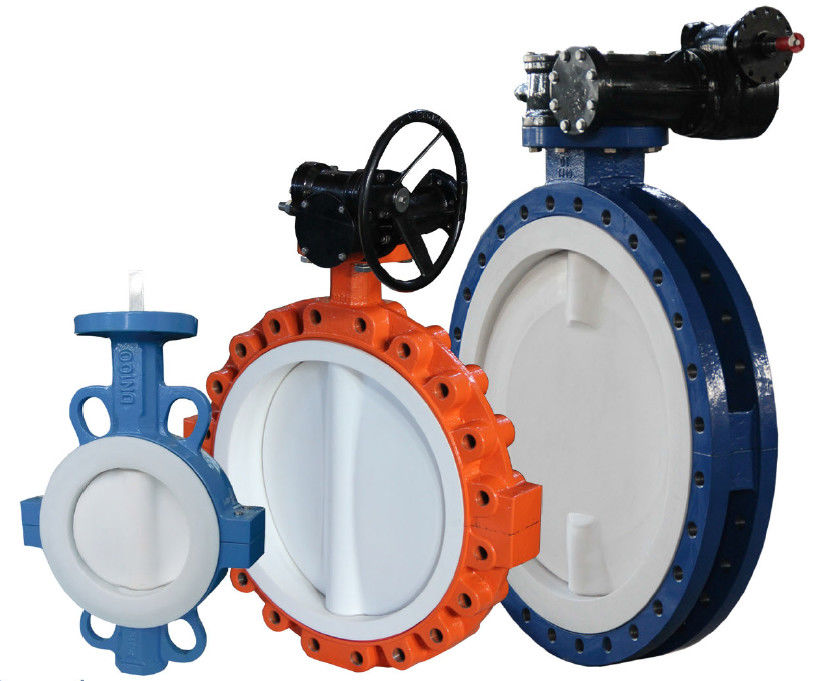 DN300 Resilient PTFE PFA FEP Seated PN16 Wafer Butterfly Valve